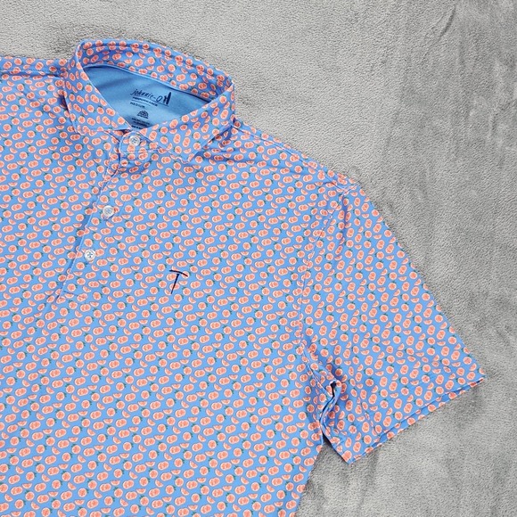 Johnnie-O Performance Polo Shirt Mens Medium Jayme Citrus Print Golf UPF 50 - Picture 5 of 14
